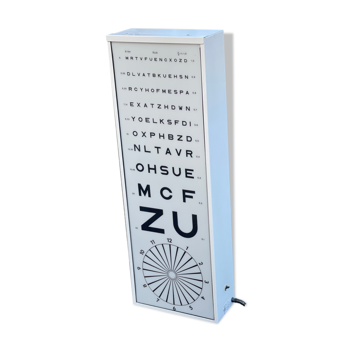 Vintage lamp optometric luminous scale Monoyer vintage lamp