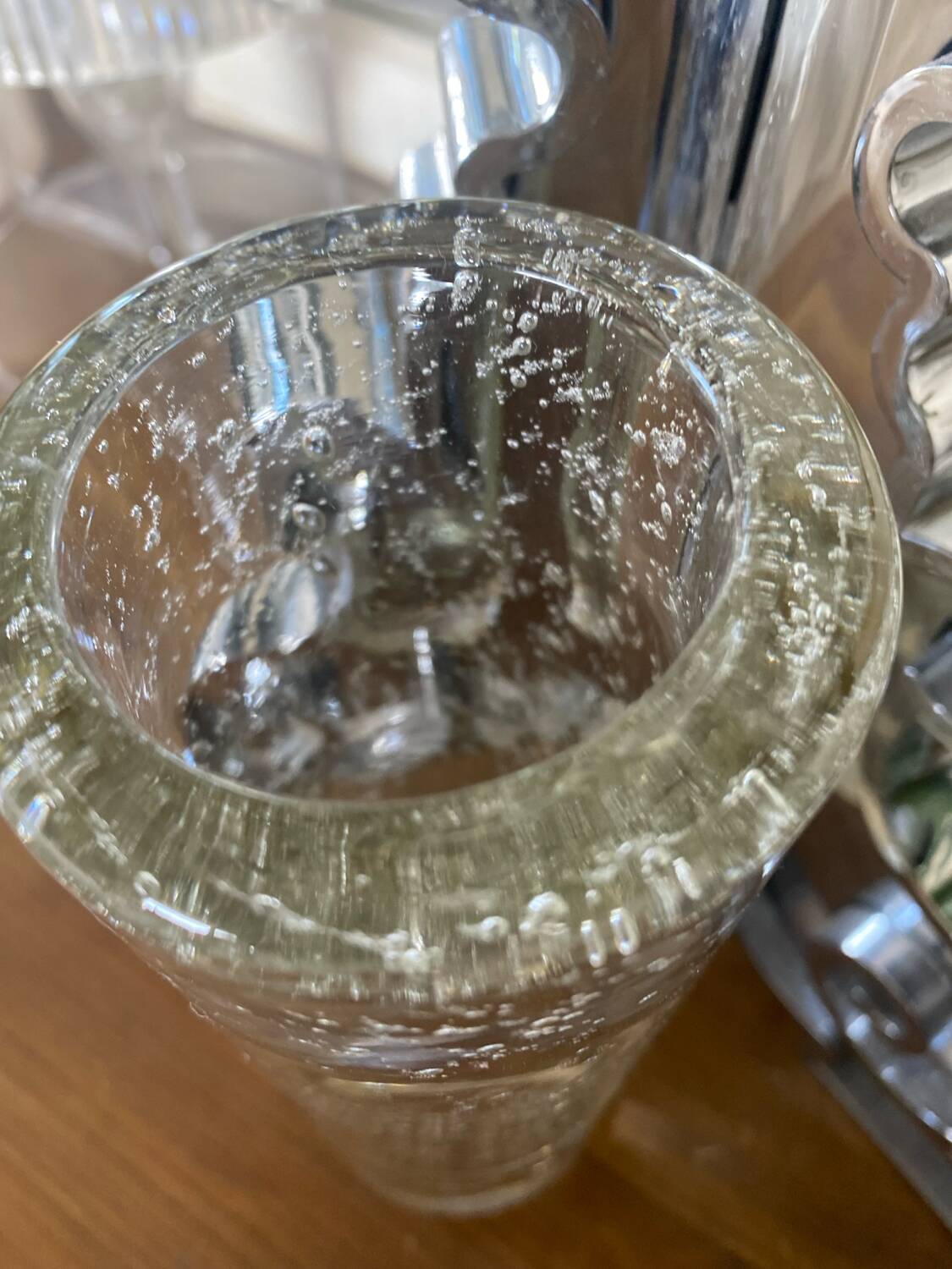 Vintage bubbled glass vase, 1970