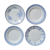 Set of 4 blue mismatched plates 2