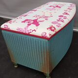 Lloyd loom blue and gold English art deco bench box