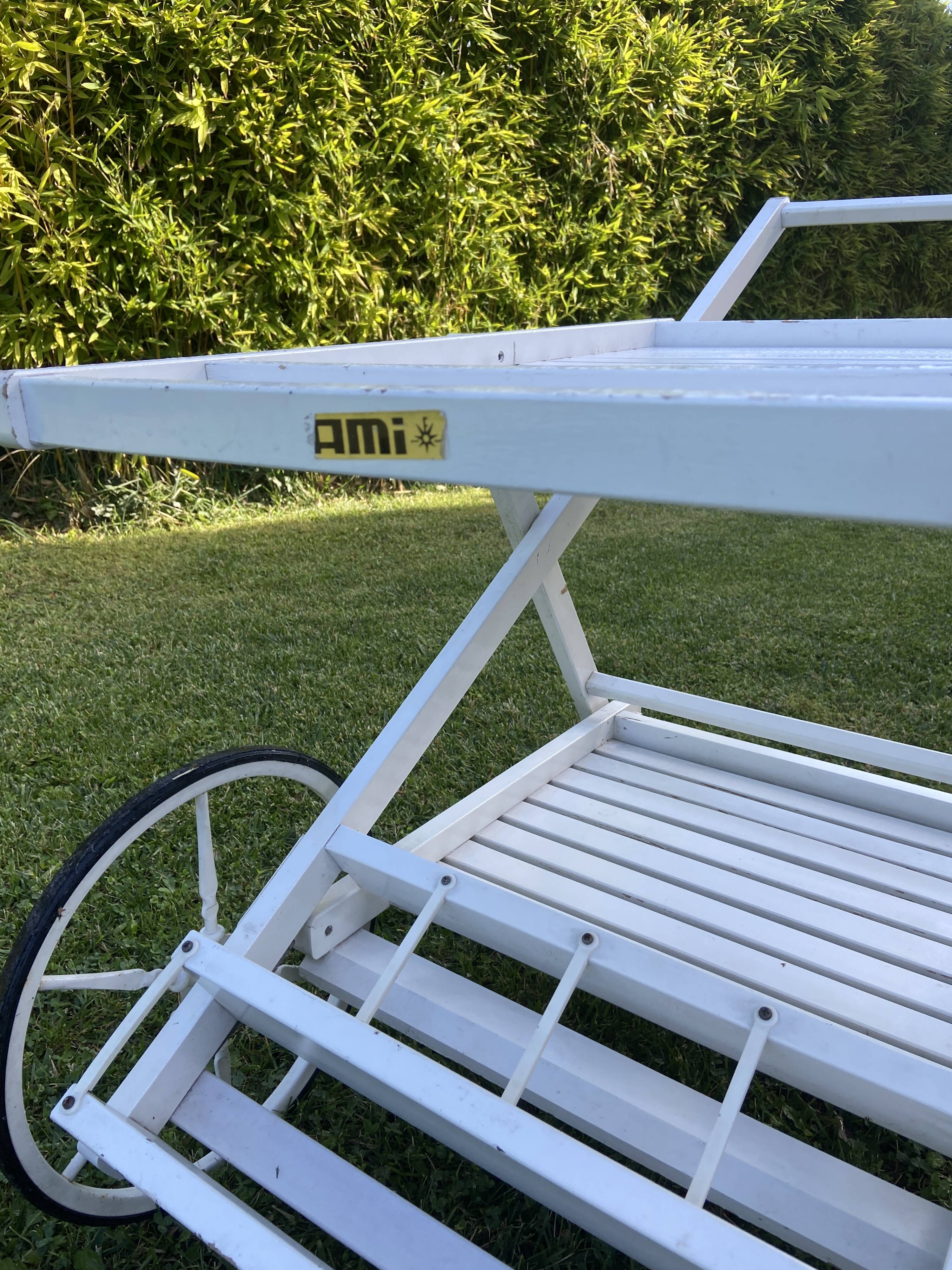 Service trolley terrace with wheels Desserte vintage bar Mid-century 1980