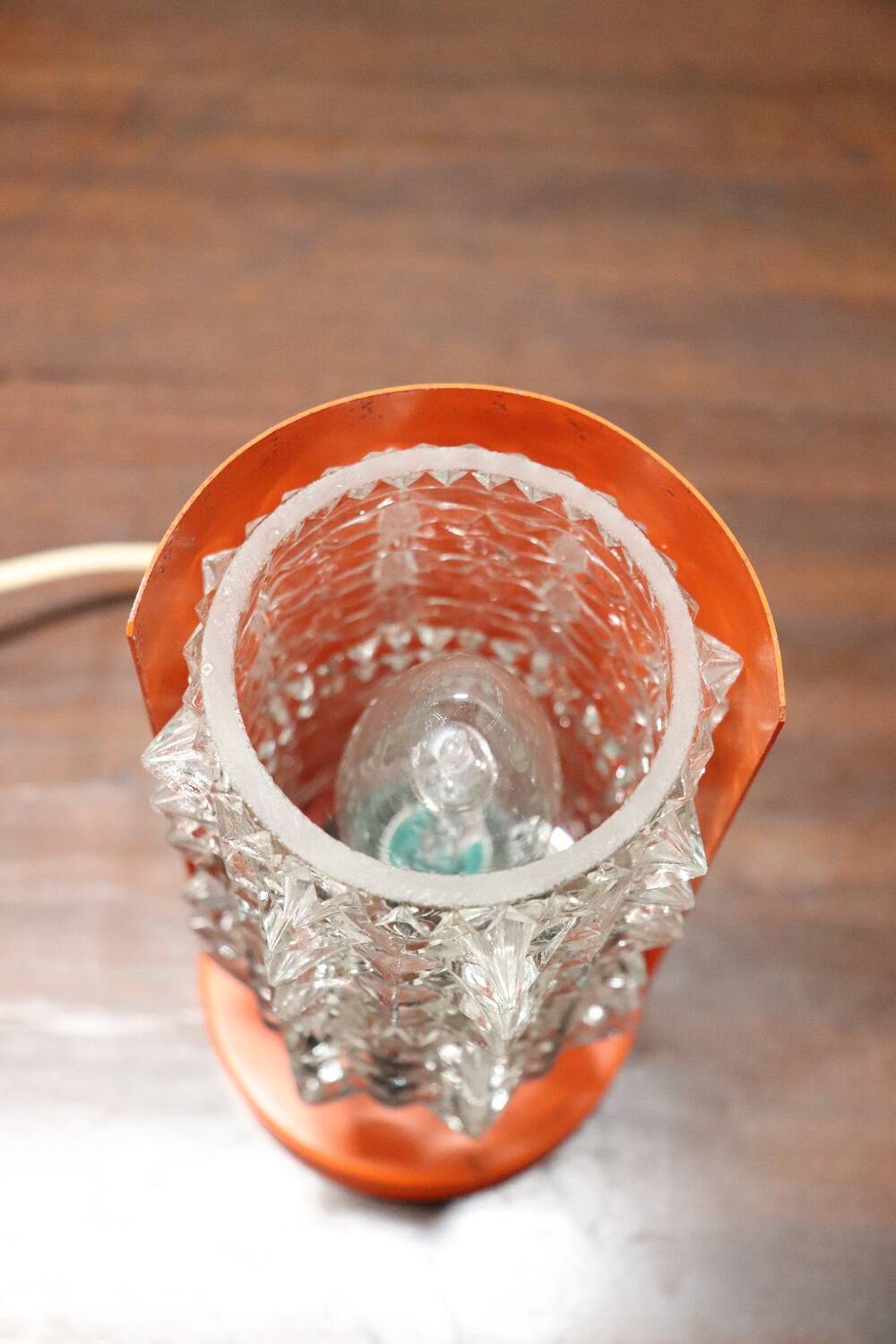 Murano Glass and Orange Metal Table Lamp, Italy, 1950s