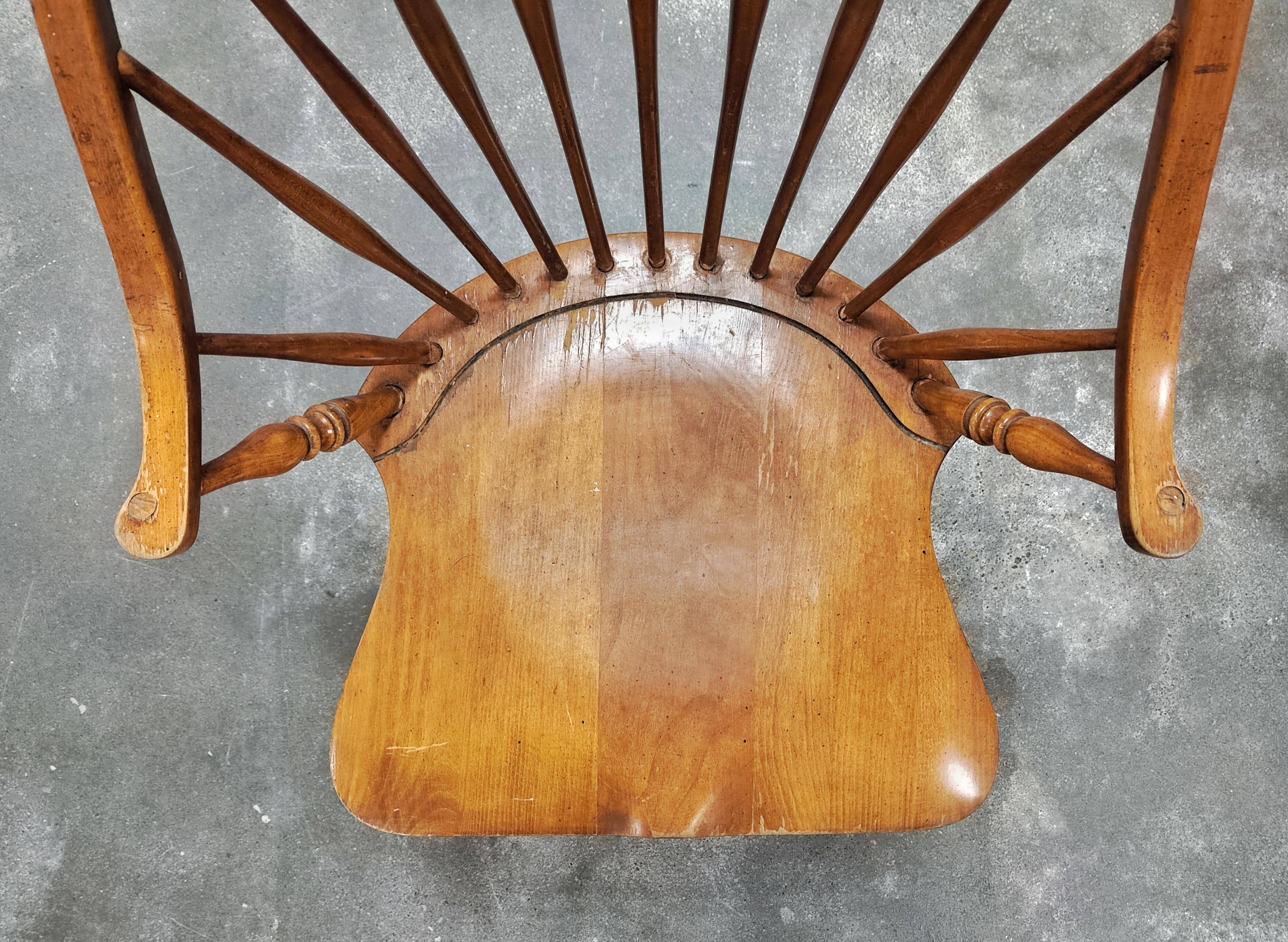 Windsor chair with high spindled back, beech, 1950s.