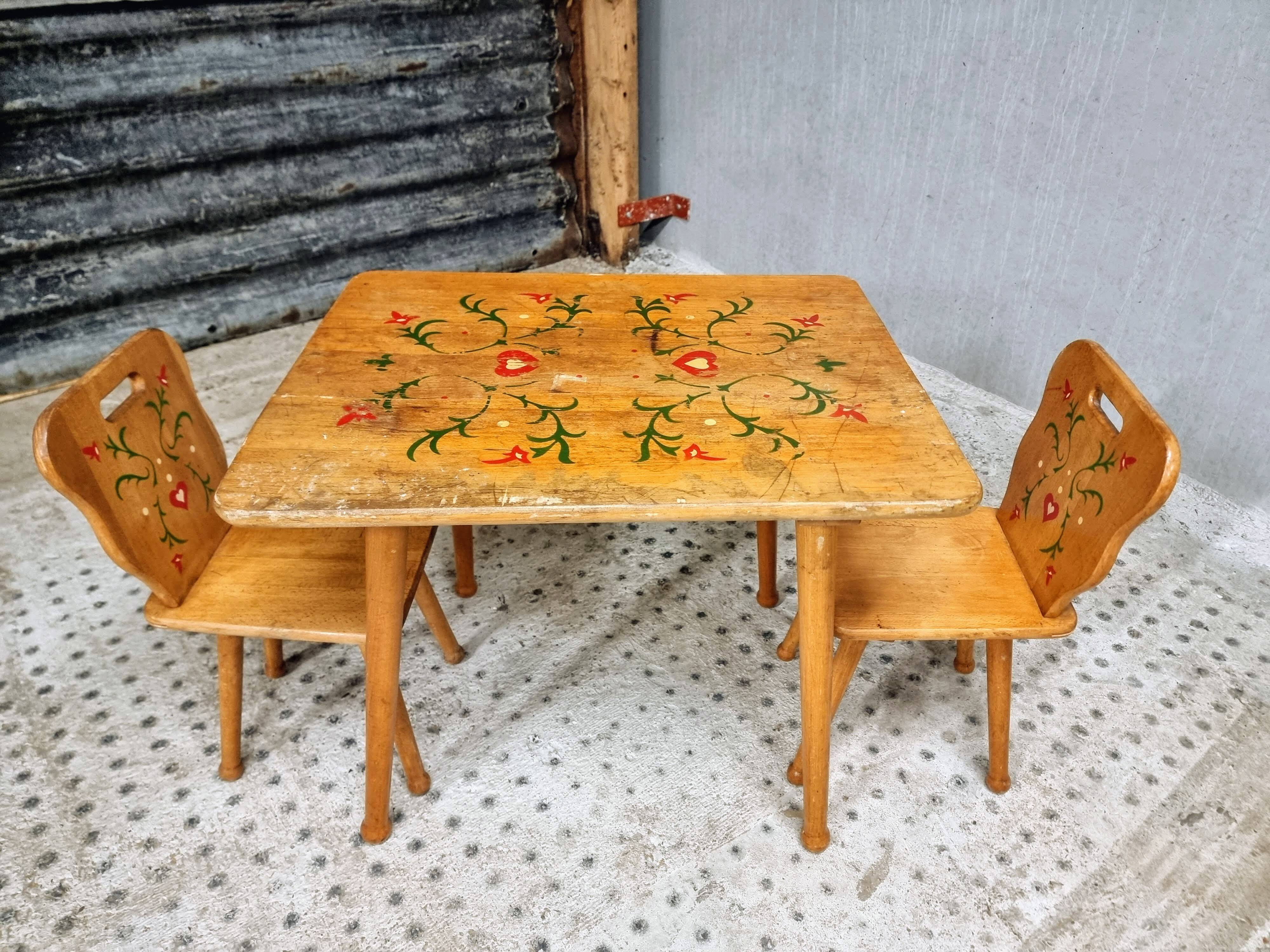 Vintage children's table set beech wood 60s