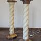 Pair of twisted column floor lamps in alabaster and marble, 1960