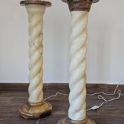 Pair of twisted column floor lamps in alabaster and marble, 1960