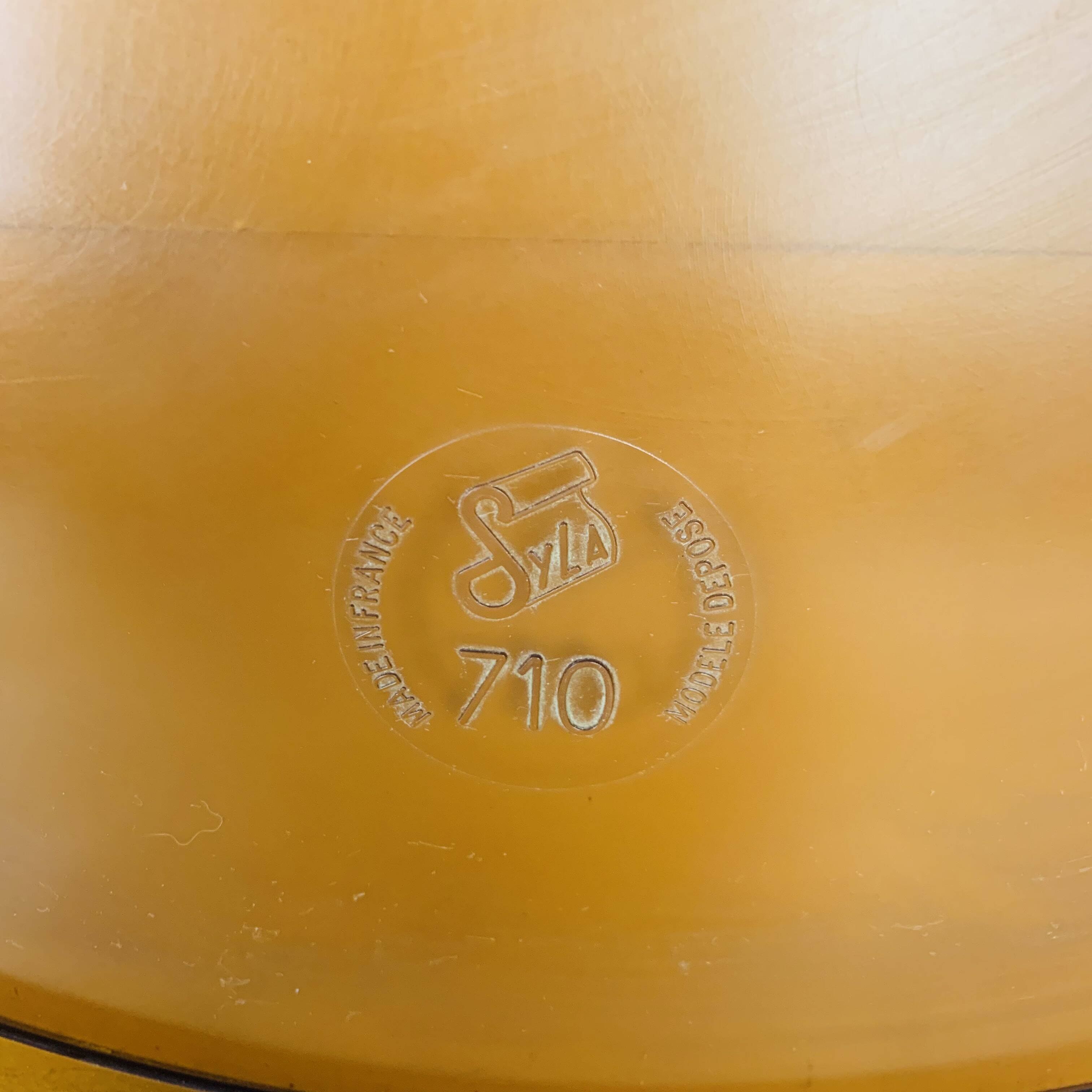 Round mirror Syla 710 amber rim, vintage 70's