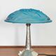 Art Deco table lamp, hammered metal base, glass shade, Degué, France, 1920-30s