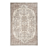 Brown & Cream Floral Vintage Rug, 195x302Cm