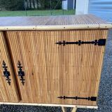 Rattan sideboard attributed to Audoux and Minet