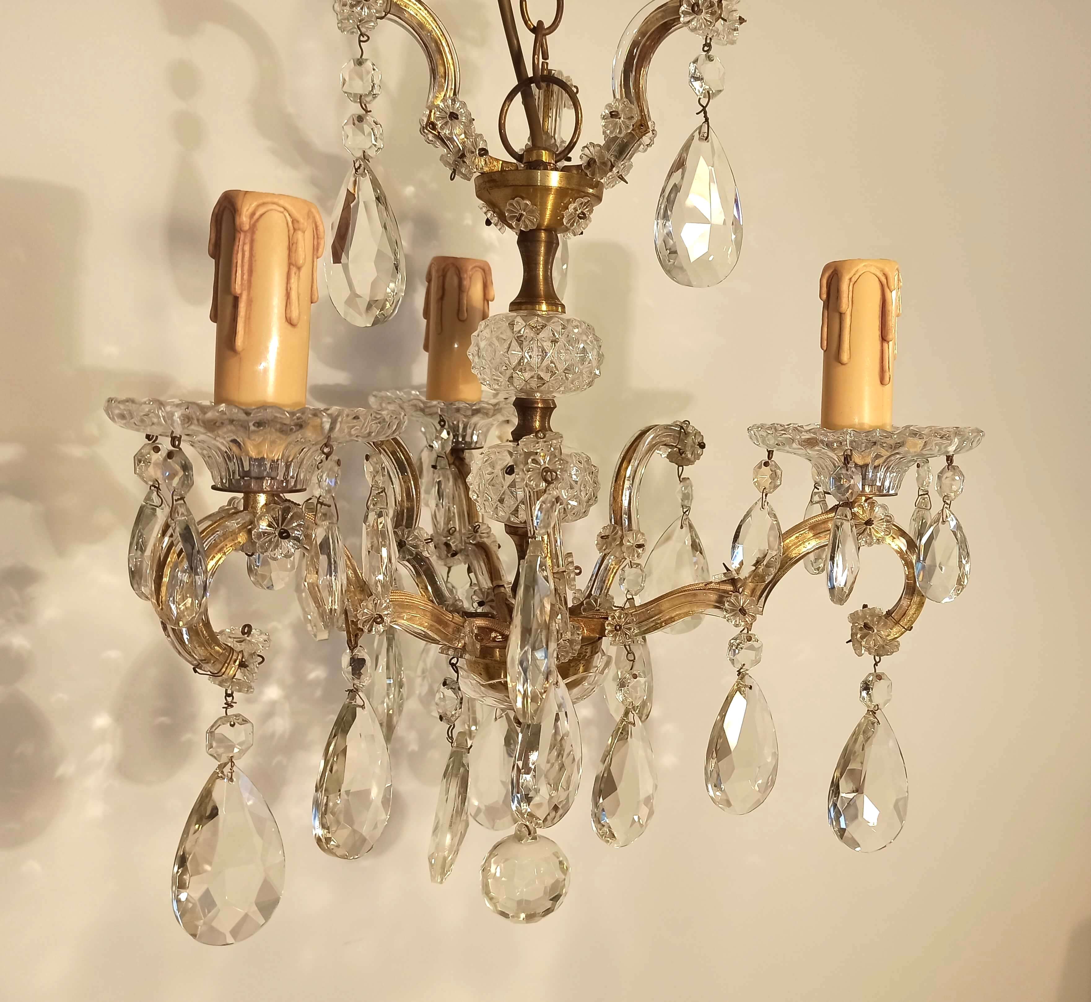 Ancien lustre à pampilles baroque