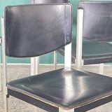 Set of 4 Matteo Grassi Postmodern Black Leather Dining Chairs, Italy, 1980s