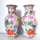 Pair of flowered Chinese vases