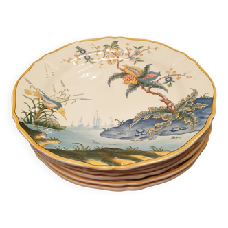 6 Gien France Caribbean dinner plates Magellan pattern Diameter: 22.5cm