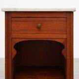 French Art Deco Wood & Grey Marble Top Nightstand, 1920s