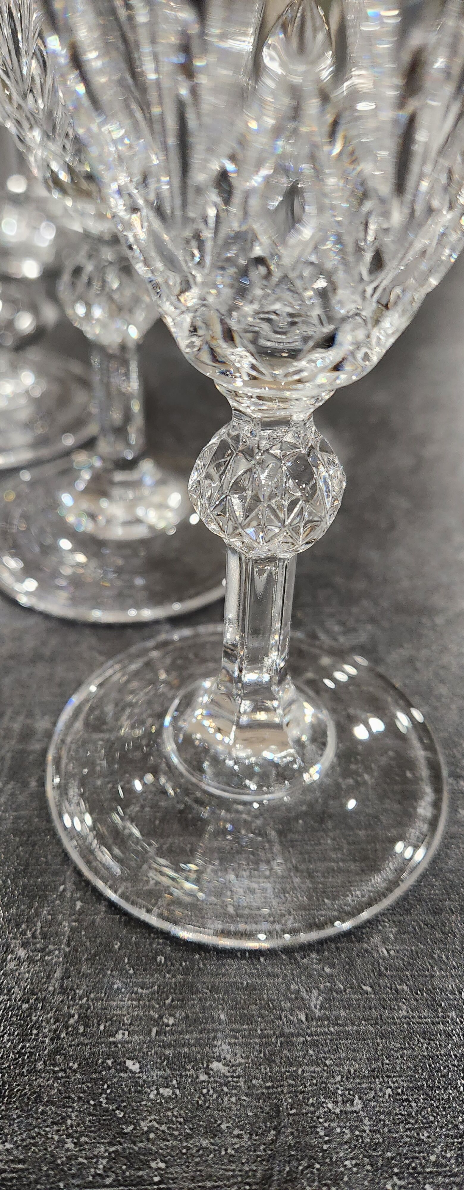 12 antique crystal champagne flutes