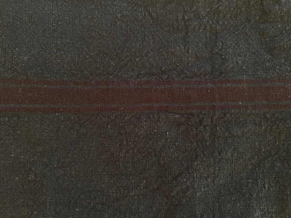 Set of 2 black dyed tea towels with red stripes - 50x75cm - linen