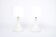 Pair of 1970s tall White Glass Table Lamps model "Candy" by Holmegaard