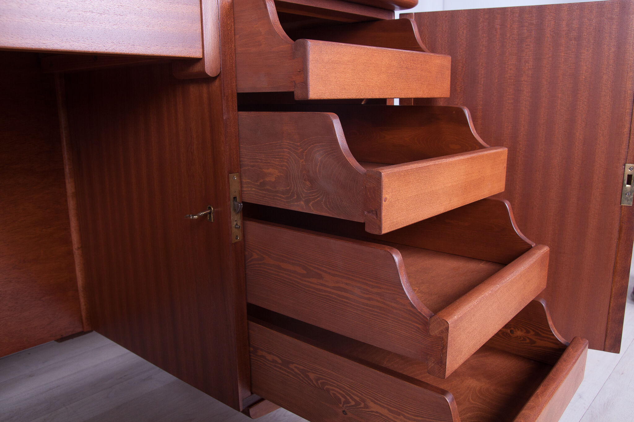 Art Deco Freestanding Teak Desk, 1960s