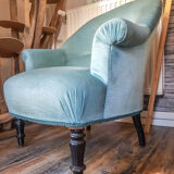 Vintage toad armchair blue velvet 70s