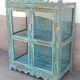 Blue wooden showcase