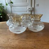 Lot de 4 globes de lustre abats jours en verre, anciens, vintage