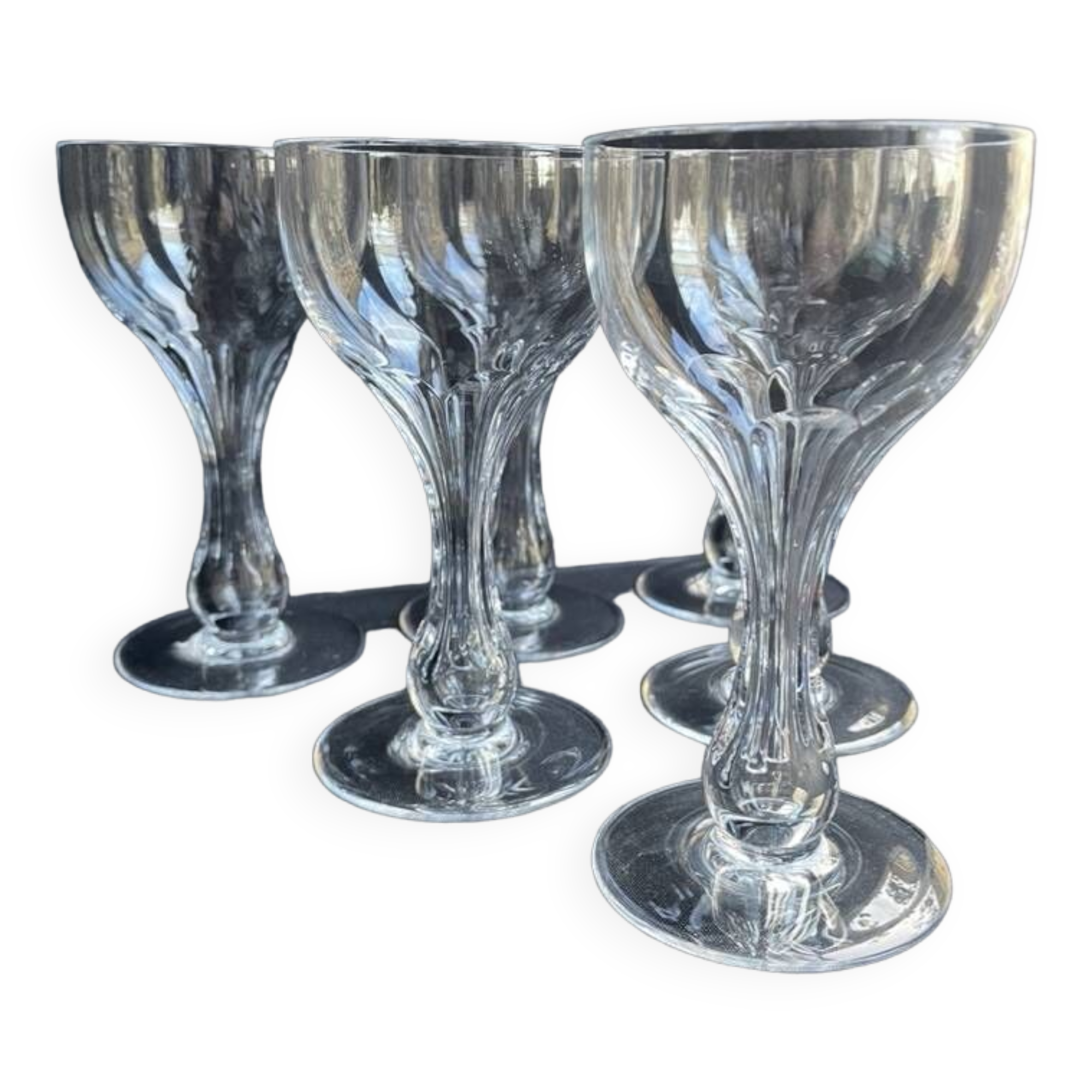 5 hollow foot champagne glasses – bayel cristallerie royale de champagne