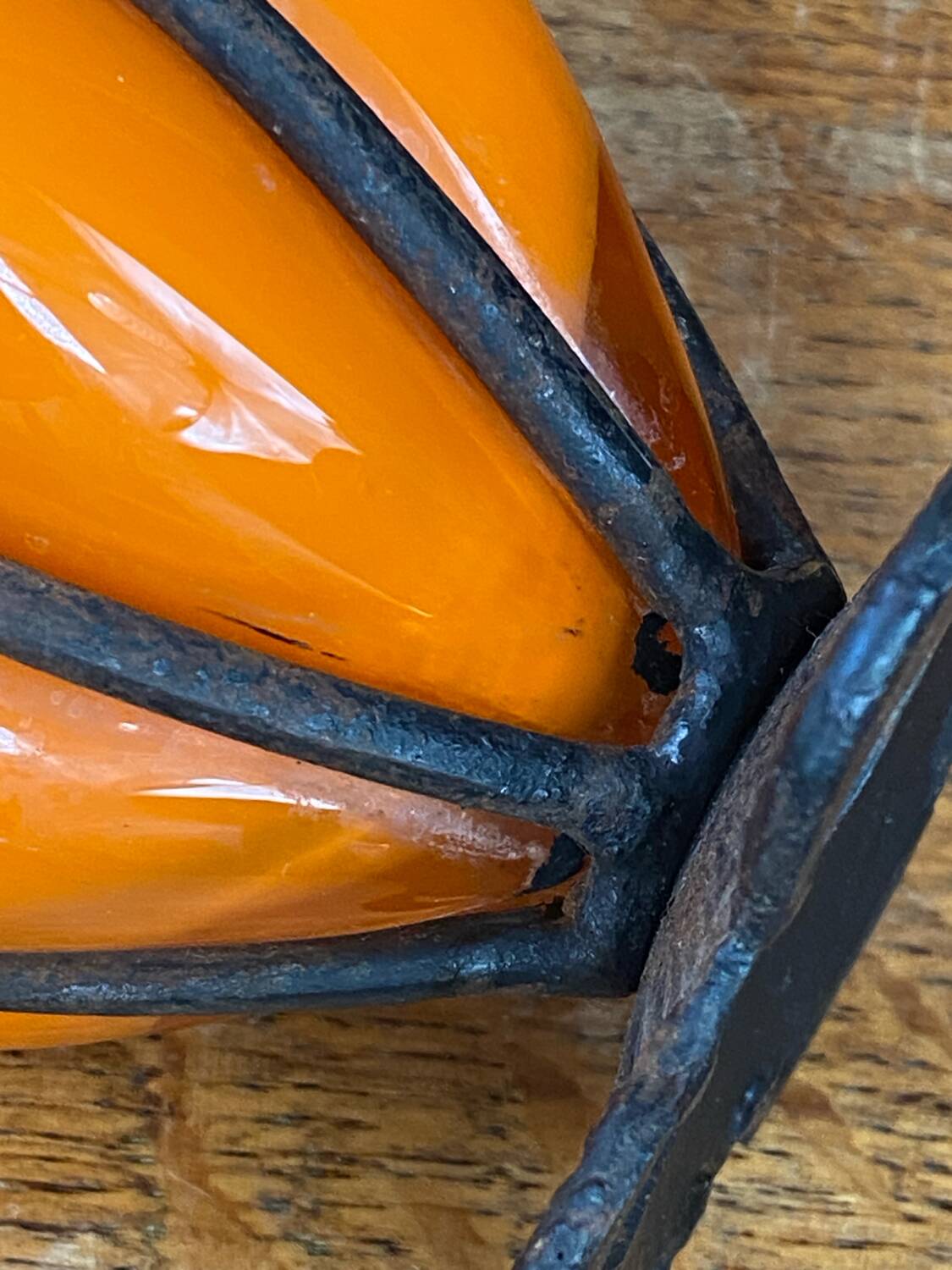 Blown glass vase encased