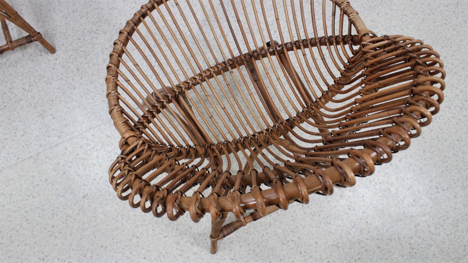 Mid century rattan shell-shaped chairs 1950s