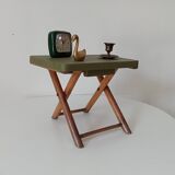 Vintage folding stool in wood and bamboo