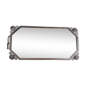 miroir art-deco fer forgé & biseauté,1930 78 x 38 cm