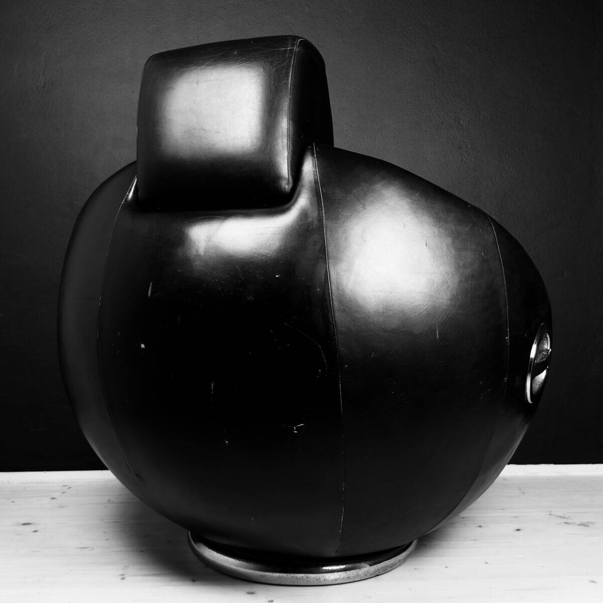 Brutalist black armchair by Boris Krstulović, Yugoslavia, Croatia, 1970s.