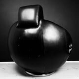 Brutalist black armchair by Boris Krstulović, Yugoslavia, Croatia, 1970s.