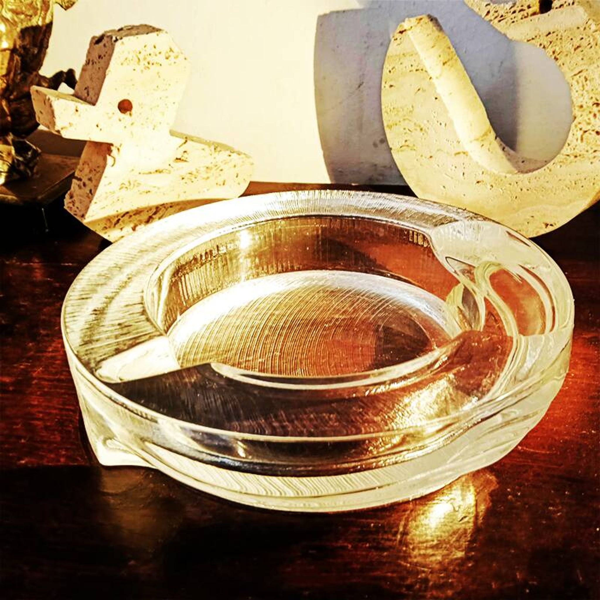 1970s Big Ashtray by Fabio Frontini for Arnolfo di Cambio in Lead Crystal,