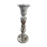 Large candlestick in white patinated wood.