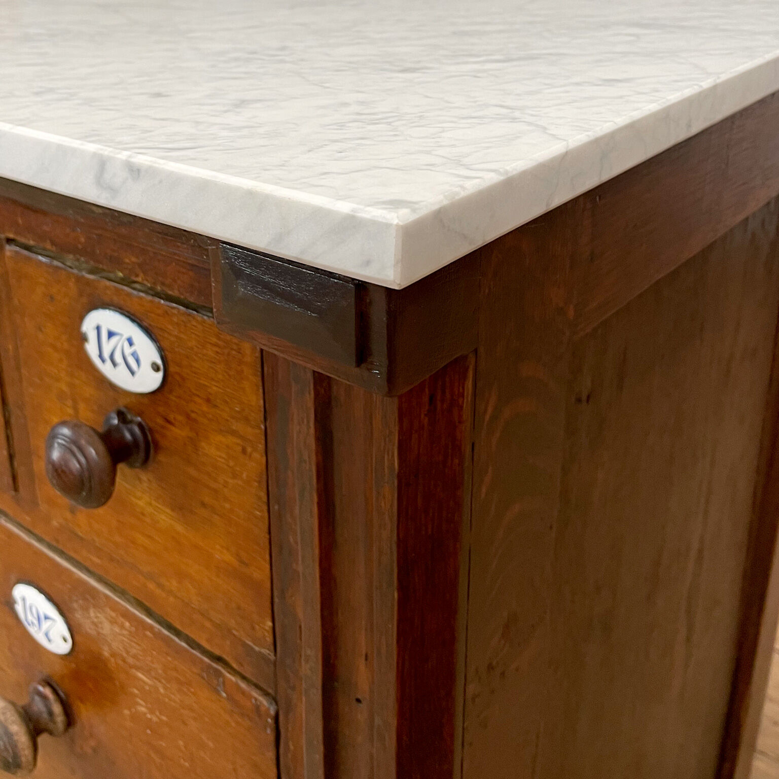 Apothecary Chest Of Drawers With Marble Top, 1930s