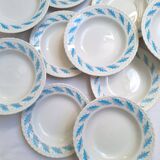 10 Amandinoise soup plates with blue oak leaves