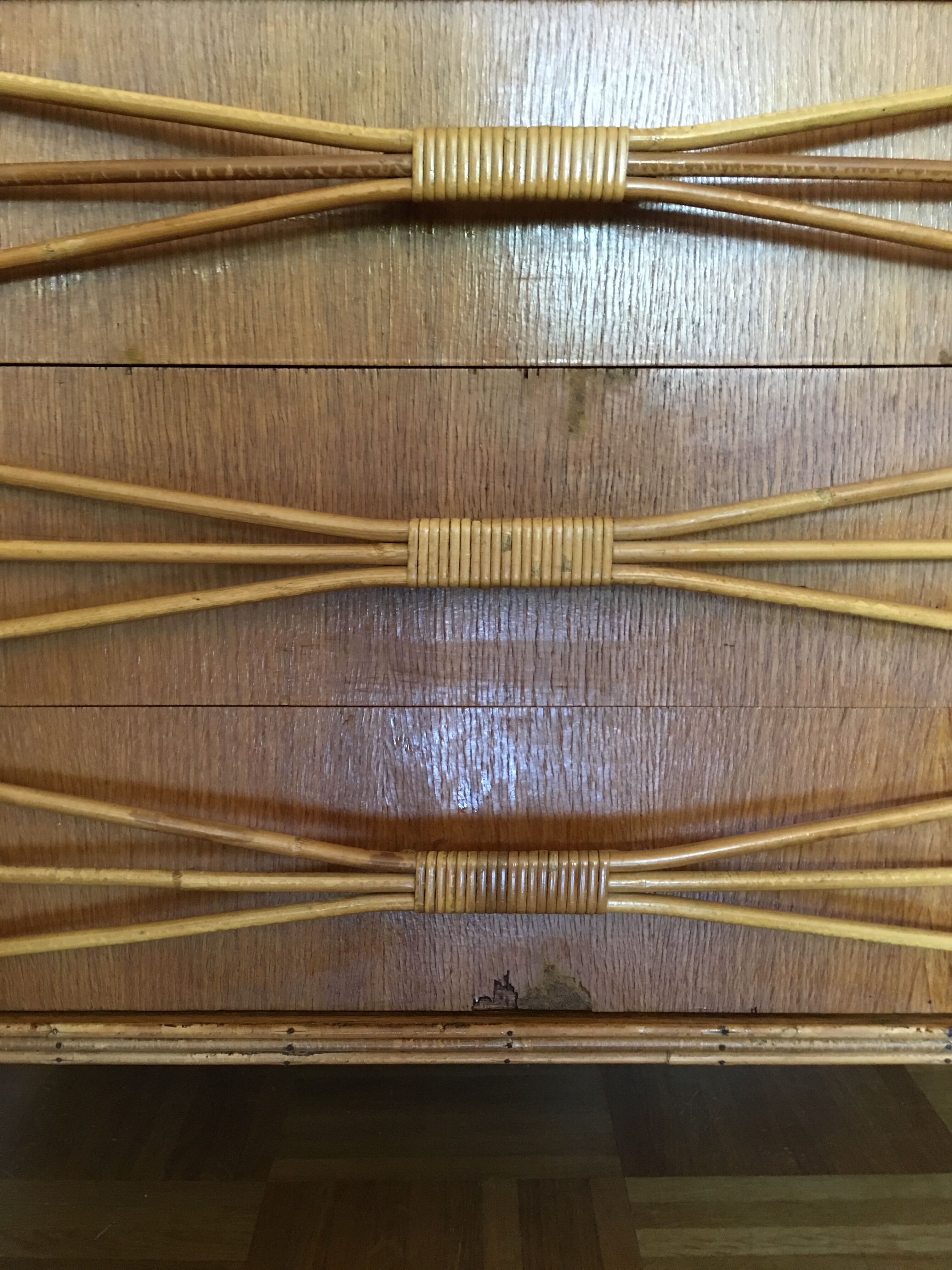 Rattan chest of drawers of the years 50