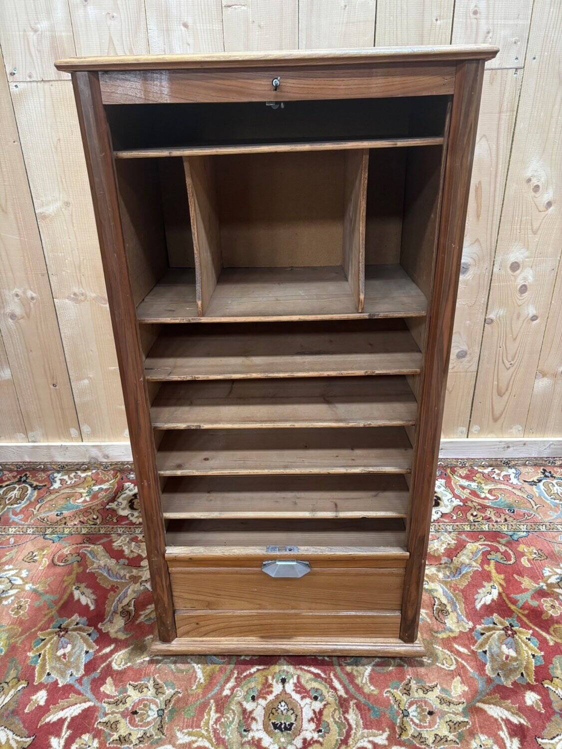1950s curtain cabinet - Functionalist design in oak