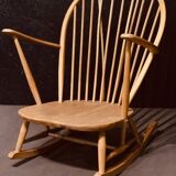 Rocking chair mid-century in light elm by Lucian Ercolani for Ercol