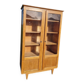 Antique Parisian Glass-Fronted Library Cabinet with Compass Feet
