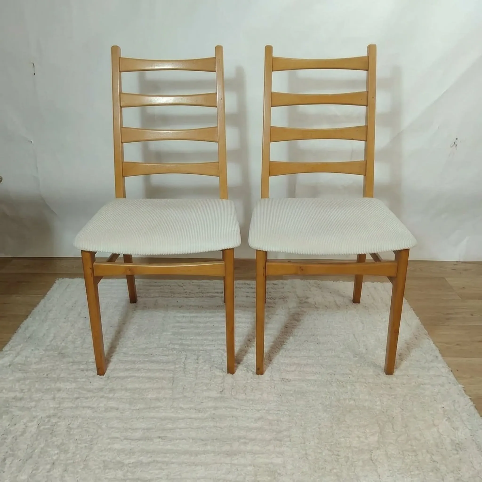 Set of 2 vintage Scandinavian chairs in teak and corduroy, 1960s