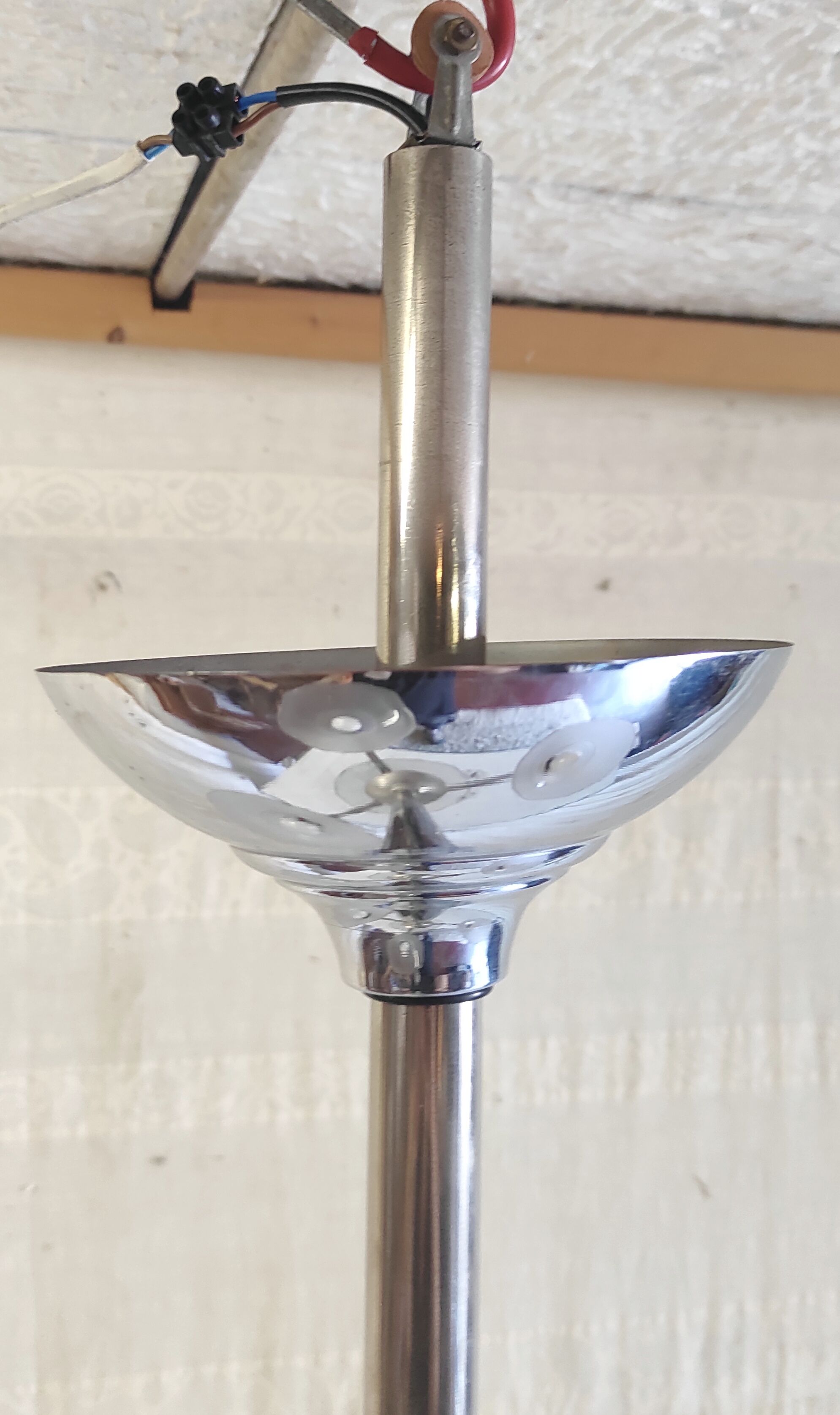 Art Deco chandelier with 4 lights in metal and glass - 1930s/40s