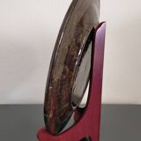 Vintage glazed terracotta plate from Dauphiné, Château decoration.