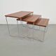 Tables gigognes en chrome et bois de Brabantia, années 1970, ensemble de 3