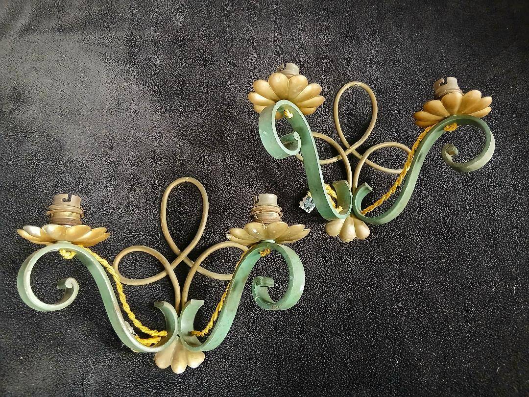 Art Deco wrought iron appliques in the style of Leleu 1940.