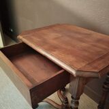 Walnut serving trolley, bedside table, console