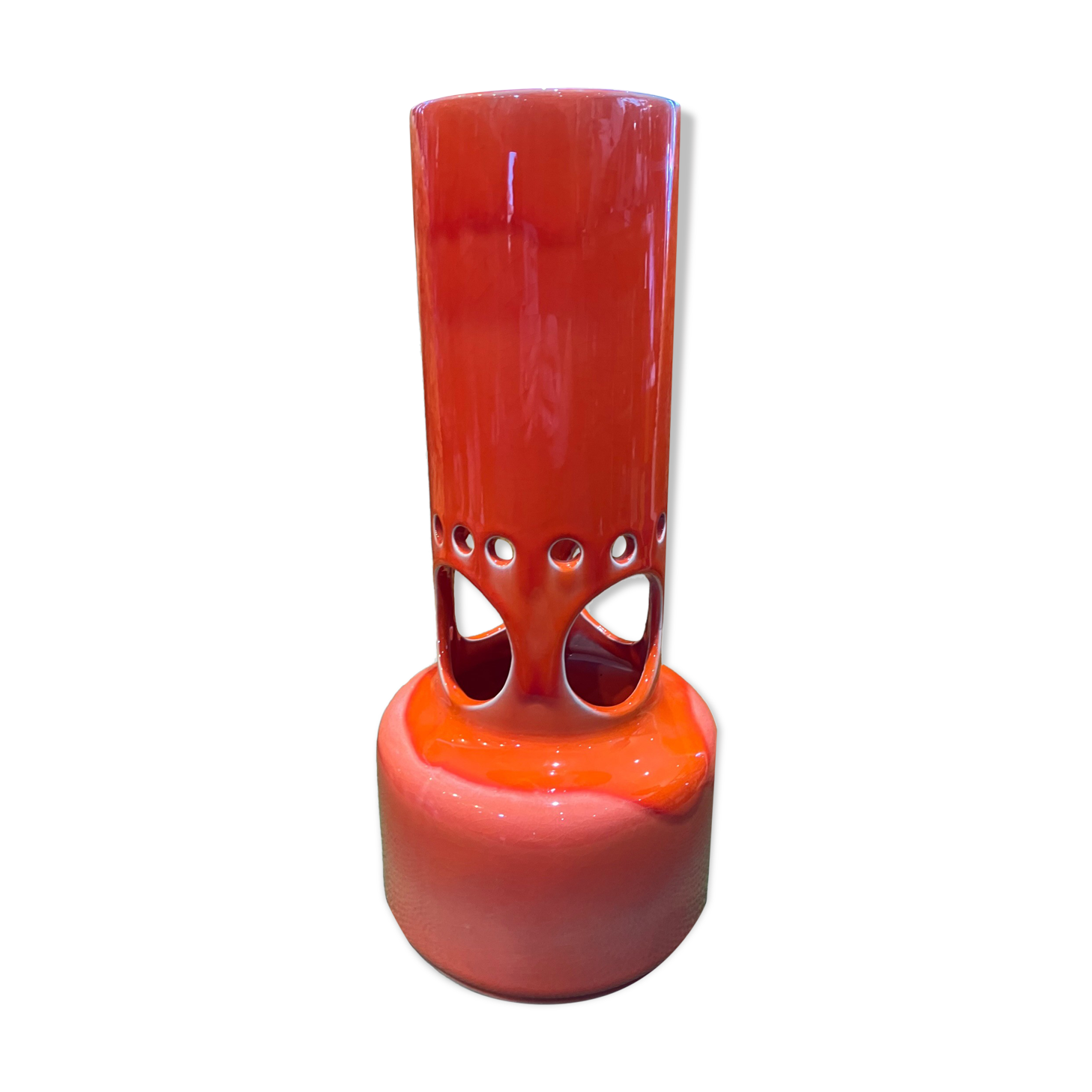 Vase ceramic glazed glazed orange, Pottery Of The Marais