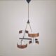 Italian Brass, Teak and Opaline Glass Chandelier by Stilnovo, 1960's