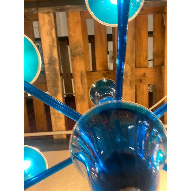 Contemporary Translucent Light-Blue Murano Glass Chandelier